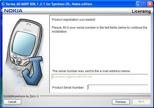 J2ME SDK Installation 5 - Registrierung 05